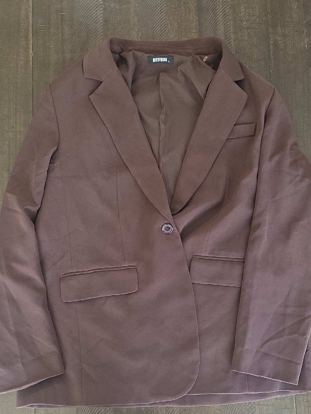 BITFEN Brown Single-Button Notch Lapel Blazer